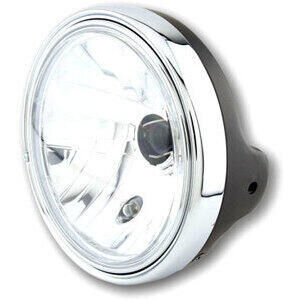 Faro anteriore 7\'\' Lucas alogeno lente liscia nero lucido ghiera cromo