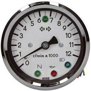 Contagiri elettronico MMB Old Style 12K 2:1 con spie corpo cromo fondo bianco