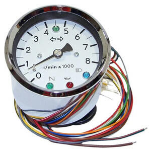 Contagiri elettronico MMB Old Style 8K con spie corpo cromo fondo bianco