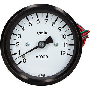 Contagiri elettronico MMB Old Style 12K corpo nero fondo bianco