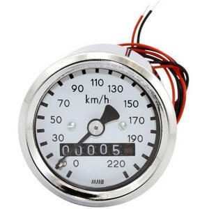 Contachilometri meccanico MMB Sport mini K=1 M12 corpo cromo fondo bianco