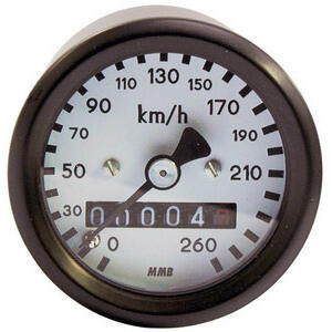 Contachilometri meccanico MMB Sport mini K=1 M16 corpo nero fondo bianco