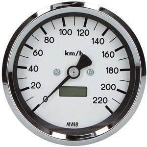Contachilometri elettronico MMB Classic corpo cromo fondo bianco