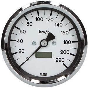 Contachilometri elettronico MMB Classic corpo cromo fondo bianco