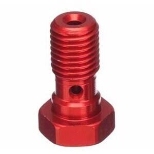 Bullone forato M10x1 singolo testa piatta alluminio rosso