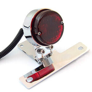 Halogen tail light Bobber chrome license plate holder