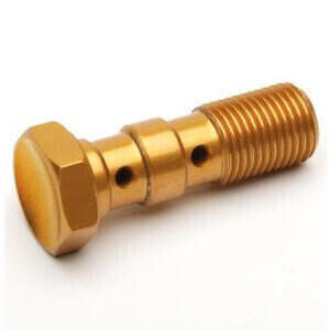 Bullone forato M10x1.25 doppio testa svasata alluminio oro