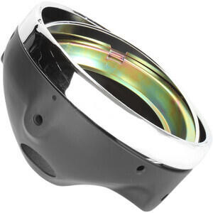 Casco de faro halógeno 7'' Lucas negro llanta cromo