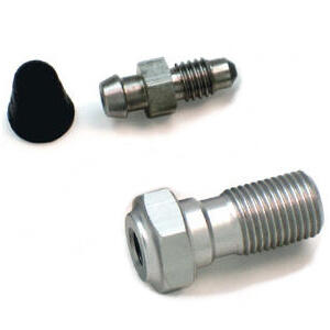 Bullone forato M10x1 singolo alluminio grigio con spurgo grigio e cappuggio