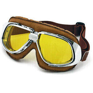 Maschera moto Bandit Classic marrone lenti giallo