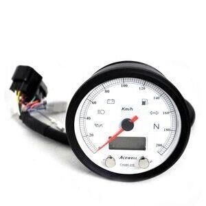 Strumento elettronico multifunzione AceWell Classic 213-AS 200Km/h ghiera nera fondo bianco