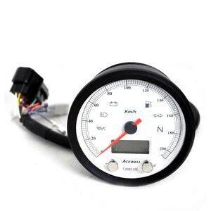 Strumento elettronico multifunzione AceWell Classic 213-AS 200Km/h ghiera nera fondo bianco