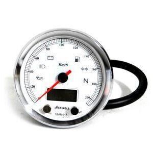 Strumento elettronico multifunzione AceWell Classic 213-AC 200Km/h ghiera cromo fondo bianco