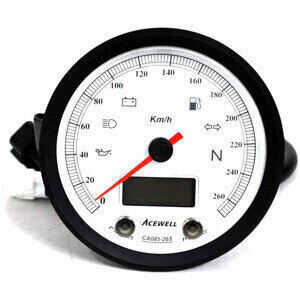 Strumento elettronico multifunzione AceWell Classic 263-AS 260Km/h ghiera nera fondo bianco