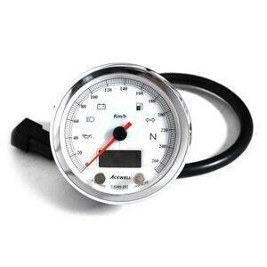 Strumento elettronico multifunzione AceWell Classic 263-AC 260Km/h ghiera cromo fondo bianco