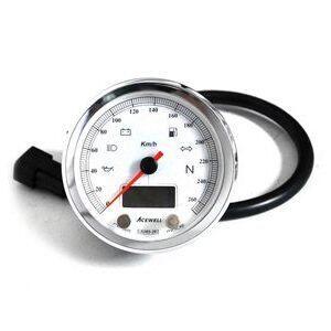 Strumento elettronico multifunzione AceWell Classic 263-AC 260Km/h ghiera cromo fondo bianco