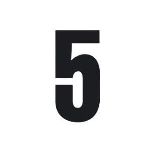 Set 3 pieces small adhesive numbers 5 black