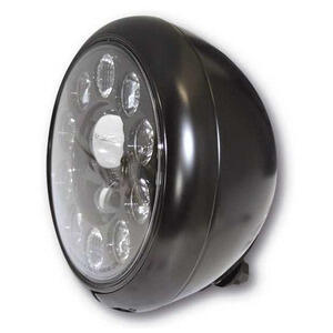 Faro anteriore 7'' per Harley-Davidson Highsider Type1 full led attacco basso nero opaco