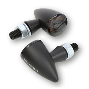 Coppia frecce led Highsider Apollo Bullet nero con luce posizione fumè