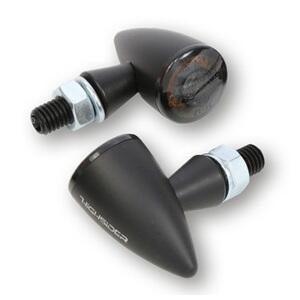 Coppia frecce led Highsider Apollo Bullet nero con luce posizione fumè