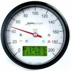 Strumento elettronico multifunzione Motogadget ChronoClassic Speedo 200Km/h bianco ghiera nero