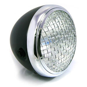 Faro anteriore alogeno 6.5'' Scrambler nero ghiera cromo