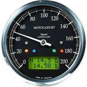 Strumento elettronico multifunzione Motogadget ChronoClassic Speedo 200Km/h nero ghiera lucida