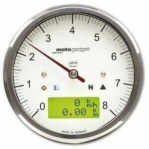Strumento elettronico multifunzione Motogadget ChronoClassic Tacho 8K bianco ghiera lucida