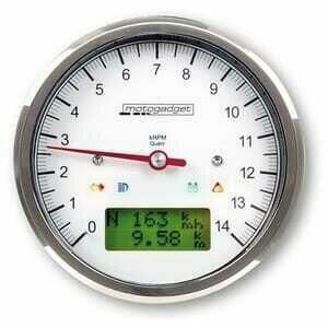 Strumento elettronico multifunzione Motogadget ChronoClassic Tacho 14K bianco ghiera lucida