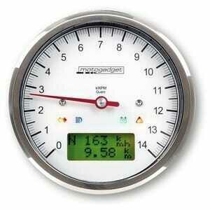 Strumento elettronico multifunzione Motogadget ChronoClassic Tacho 14K bianco ghiera lucida