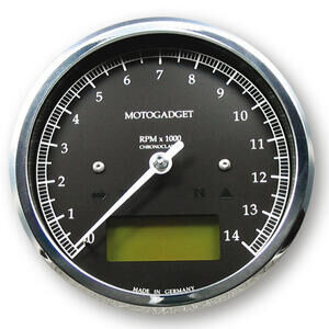 Strumento elettronico multifunzione Motogadget ChronoClassic Tacho 14K nero ghiera lucida