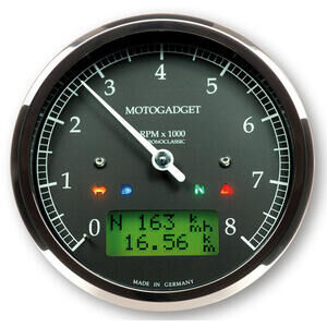 Strumento elettronico multifunzione Motogadget ChronoClassic Tacho 8K nero ghiera lucida