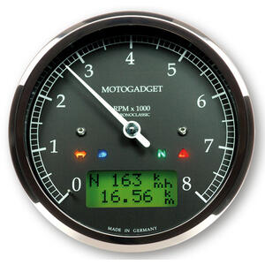 Strumento elettronico multifunzione Motogadget ChronoClassic Tacho 8K nero ghiera lucida