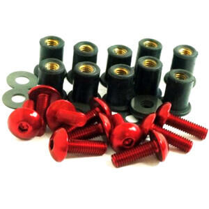 Dado elastico carenature M5x16mm completo kit 10pz rosso