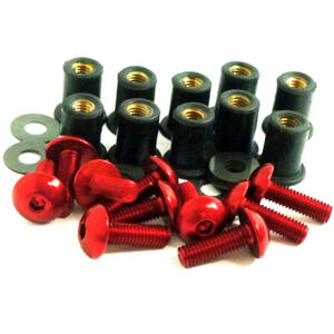 Dado elastico carenature M5x16mm completo kit 10pz rosso