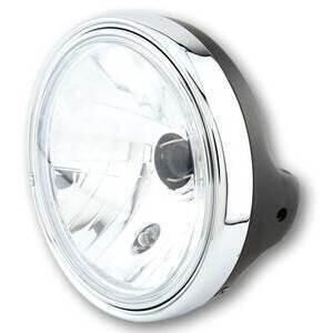 Faro anteriore 7\'\' Lucas alogeno lente liscia nero opaco ghiera cromo