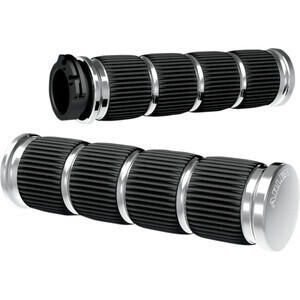 Coppia manopole per Harley-Davidson gas bicavo Arlen Ness Ring Leader cromo