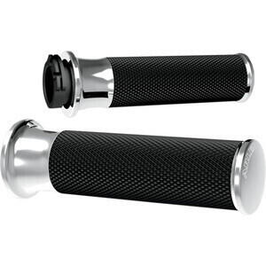 Coppia manopole per Harley-Davidson gas bicavo Arlen Ness Smooth cromo