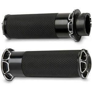 Coppia manopole per Harley-Davidson gas bicavo Arlen Ness Beveled nero
