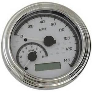 Kit strumentazione per Harley-Davidson Dyna \'04-\'10 Dakota Digital corpo cromo fondo bianco