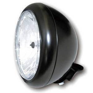 Faro anteriore 7'' per Harley-Davidson Highsider Type1 alogeno attacco basso nero lucido lente liscia