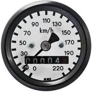 Contachilometri meccanico per Harley-Davidson attacco ruota MMB Sport mini corpo nero fondo bianco