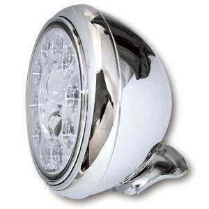 Faro anteriore 7'' per Harley-Davidson Highsider Type1 full led attacco basso cromo