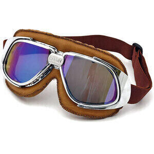 Maschera moto Bandit Classic marrone lenti arcobaleno