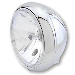 Faro anteriore 7'' Yuma alogeno attacco basso cromo lucido lente liscia
