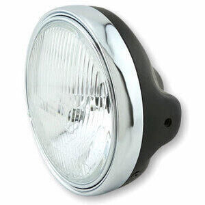 Faro anteriore 7\'\' Lucas alogeno lente rigata nero opaco ghiera cromo