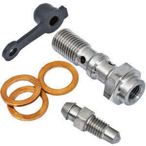 Bullone forato M10x1 doppio inox con spurgo grigio e cappuggio