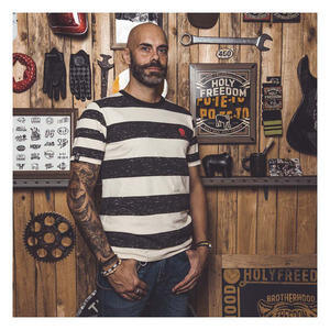 T-Shirt Holy Freedom Folsom righe bianco/nero
