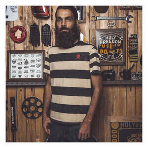 T-Shirt maniche corte Holy Freedom Talamos righe beige/nero