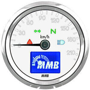 Contachilometri elettronico MMB Basic corpo cromo fondo bianco